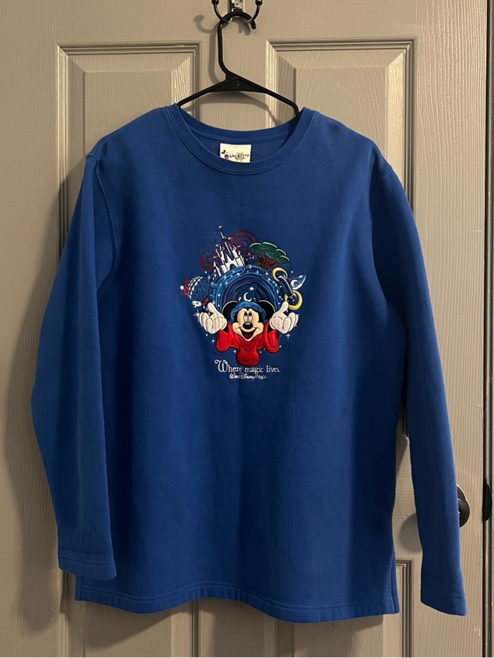 Walt Disney World Blue Mickey Mouse Soft Fleece Sweatshirt Embroidered